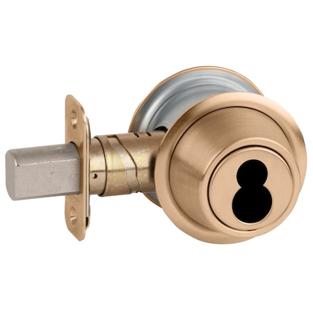 Schlage Grade 2 One Way Deadbolt, Adjustable 2-3/8-in and 2-3/4-in Backset, Satin Bronze Clear Coated Finish B561J 612